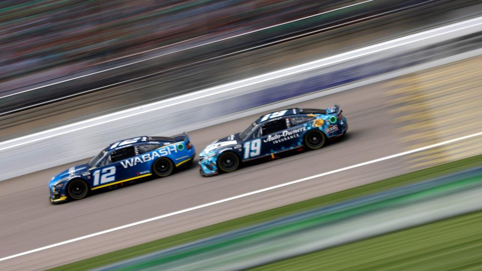 Ryan Blaney (12) and Martin Truex Jr. (19)