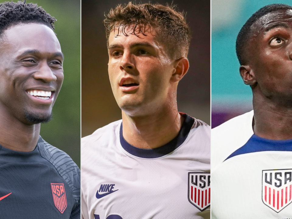 Folarin Balogun (L), Christian Pulisic (C) and Tim Weah